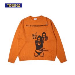 Knitted Sweater with Guns Female Pattern Gothic Pullover Men and Women Sweater Round Neck Pullover Autumn Streetwear 211014