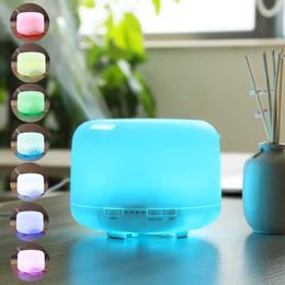 500ml Ultrasonic Air Humidifier Aroma Diffuser with 7 Colour Lights Electric therapy Essential Oil Mist Maker 210724