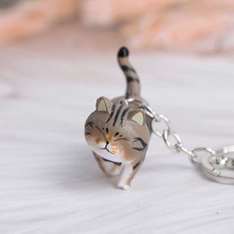 Fashion Cute Cartoon Cat Pendant Key Rings Kitten Cat Key Chain Shake Head Car Bag Keychains Creative Car Gift G1019