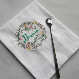 Embroidered Napkins Letter Cotton Tea Towels Absorbent Table Napkins Kitchen Use Handkerchief Boutique Wedding Cloth 5 Designs DAF254