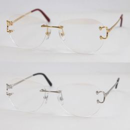 Wholesale Sell Rimless T8200816 Delicate Unisex Fashion Sunglasses Metal Driving Glasses C Decoration High Quality UV400 Lens Eyeglasses Sun