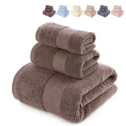 Solid Colour Grey Bath Towel Set Cotton 3pcs/Set Hotel Home Bathroom Towels Wipe Hair Body Women Party Gifts 52bs Q2