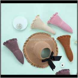 Hats Caps Hats, Scarves & Gloves Fashion Aessories Drop Delivery 2021 Anti-Uv Sun For Women Foldable Wide Brim Knitted Bowknot Fisherman Suns