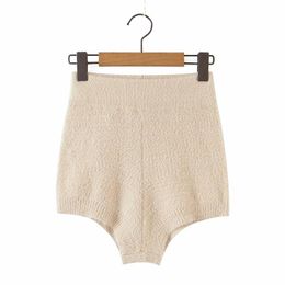 Women's Shorts YENKYE Vintage Solid Knit Women Elastic High Waist Sexy Short Mujer Autumn Spodenki Damskie