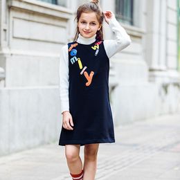 W.L.MONSOON Kids Dresses for Girls Clothes Letter Embroidered 2021 Brand Winter Toddler Girl Dresses Princess Children Clothing Q0716