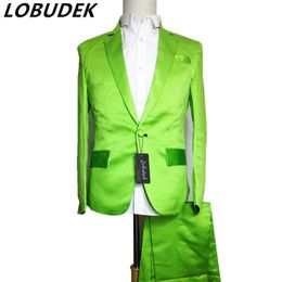 red green blue suit (jacket+pants) Neon blazer set multicolour suit set dj costume for singer dancer performance show bar stage X0909