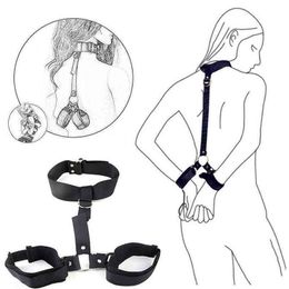 Nxy Bondage Sex Toys for Couples Adult Games Erotic Women Slave Neck Handcuffs Nylon Bdsm Headrests Crack Fetish Products 1211