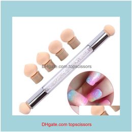 Brushes Salon Health Beautynail Glitter Powder Picking Dotting Gradient Pen add 6 Sponge Art Tools Beauty Manicure Nail Brush Drop Delivery