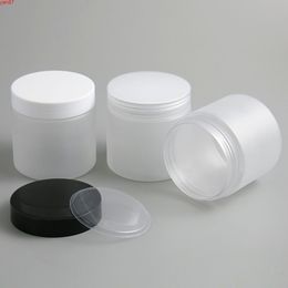 200G Frosted Empty PET Jars with Black White Clear Plastic Screw Lids 6.66oz Cosmetic cream make up Containers Packaginggoods qty