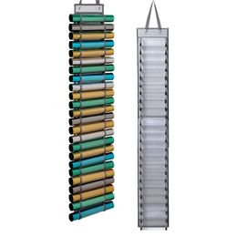 Vinyl Roll Holder 24 Compartments Hanging Storage Organiser Wall Mount Foldable Rack for Craft Room 211112