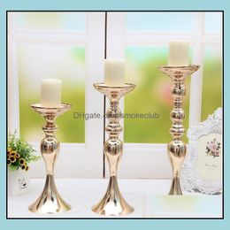 Other Event & Party Supplies Festive Home Garden Sier Candelabra Candlestick Holder Wedding Iron Household Table Ornaments White Colour Furni