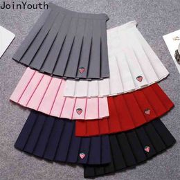 Joinyouth Pleated Skirt Summer Womens High Waist Embroidery Mini Faldas Fashion Slim Waist Casual Tennis Skirts School 7b015 210412