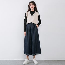 女性のスカート秋の半丈のデニムスカート韓国語版のA線の薄くて多目的な中長底
