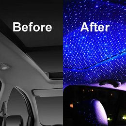 Car Roof Projection Light USB Portable Star Night Lights Adjustable LED Galaxy Atmosphere Lighting Interior Projector Lamp For Cei2874