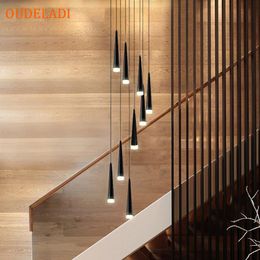 Staircase Nordic Modern Minimalist Duplex Villa Living Room Creative Lamp Long Pendant Lamps