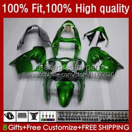 Injection Mould Body For KAWASAKI NINJA ZX 9R 900 CC ZX9 9 R ZX9R 00 01 02 03 Bodywork 25No.5 ZX900 ZX-9R 2000 2001 2002 2003 ZX-900 900CC 98-03 OEM Fairing Kit green metal