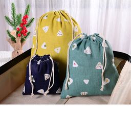 Lovely color cotton colth Gift Wrap high quanlity drawstring orgnizer bags Ins dustproof clothes pocket Pouch package bag business shop Gift