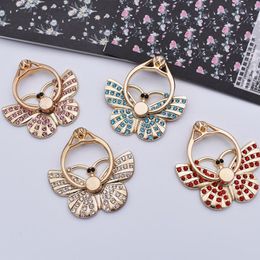 Butterfly Diamond Metal finger ring phone holder 360 degree Cellphone Stand Bracket Universal for iphone 13 samsung Huawei XIAOMI LG MOTO CellPhone Mounts Holders