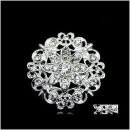 Pins, Jewelry Drop Delivery 2021 Sier Clear Rhinestone Crystal Brooch Love Heart Flower Cor Bridal Bouquet Brooches Pins For Men Women Weddin