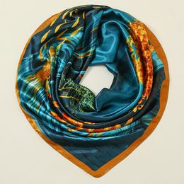 Printed Silk Scarf For Women Neckerchief Satin Square Scarves Kerchief Head Band Hair Tie 90*90cm