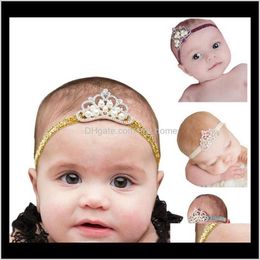 Infant Pearl Crown Headbands Girl Headwear Kids Pography Props Born Bow Bands Ccsnr Lqsy5