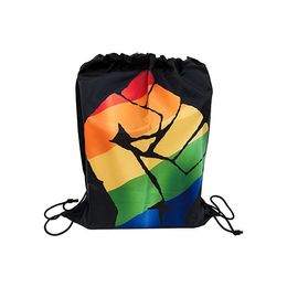 Custom Pride Gay LGBT 35x45cm Drawstring Backpack Flags Black Lives Matter Sports Football Soccer High Quality 100D Polyester With Brass Grommets Or Strings