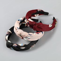 Fashion Printing and Dyeing Fabric Floral Knotted Headbands Hair Band for Women Trendy Party Korean Hair Accessories
