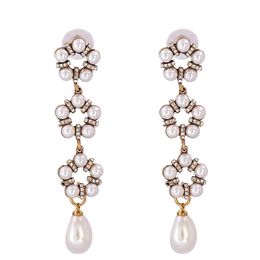 White Dangle Pearl Earring High Quality Metal Handmade Round Drop Earrings for Women Jewellery Accessories Ear Ring