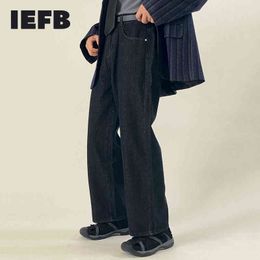 IEFB Korea Vintage Denim Pants High Waisted Slim Fashion BF Loose Straight Jeans Men's Loose Wide Leg Streetwear Trousers 9Y5213 210524
