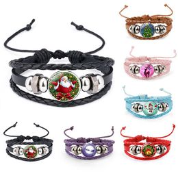 Charm Bracelets Santa Claus Bracelet Woven Rope Christmas Decorations Home Happy Year 2022 Tree Ornaments Xmas Gifts