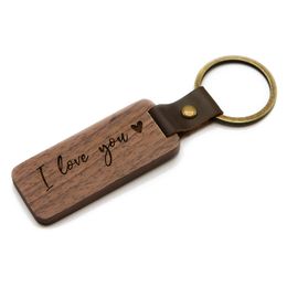 Multiple Styles Metal Keyring Keychains Blank Wood Laser Engraving Custom Leather Key Chain Wooden Keychain for Mobile Phone B171