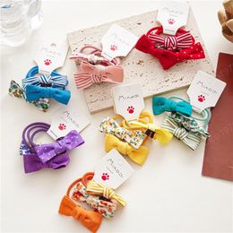 3pcs Kid Girls Hair Scrunchies Cute Stylish Bowknot Elastic Rubber Bands Children Sweet Candy Color Hair Accessories