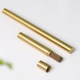 Copper Incense Tube Incenses Barrel Small Storage Box for 10g 5g Joss Stick Convenient Carrying metal perfume tubes