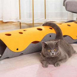 Foldable Cat Tunnel Pet Toys Funny Pet High Quality Felt Tunnel Games for Cats Indoor Multiple Holes Kitten Cat Tunnel Tube 210929