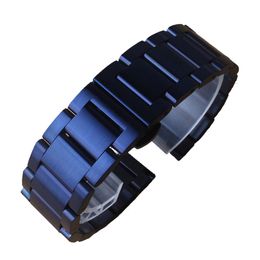 Stainless Steel Watchband Dark Blue Polished Unpolished Matte metal Watch strap Accessories 20mm 22mm for Samsung Gear Galaxy