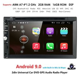 DSP 7"Universal Car Android 9.0 Radio Multimedia Player 4G WIFI GPS Navigation MirrorLink Rds BT DVR Quad Core 2Din 2GRAM 16GROM