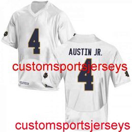 Stitched Men's Women Youth Notre Dame 4 Kevin Austin Jr. Jersey White NCAA Custom any name number XS-5XL 6XL