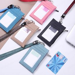 Women's ID Cash Card Holders Purse Solid Colour Men's PU Zipper Mini Coin Money Business Card Case Name Card Bags