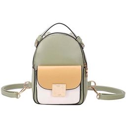 Fashion Contrast Colour Leather bag Mini Soft Touch Multi-Function Small Backpack Female Ladies Shoulder Bag Girl Purse