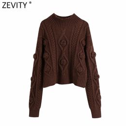 Women Fashion Geometric Twist Crocheted Knitted Short Sweater Female O Neck Long Sleeve Casual Pullovers Chic Tops S538 210420