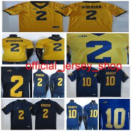 2019 College Football Jersey Tom Brady Jersey Charles Woodson NCAA Michigan Wolverines Jerseys Yellow Blue 15TH Patch