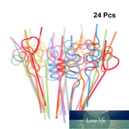 24pcs Reusable Drinking Straws Plastic Wedding Party Supplies Crazy Loop PET 5mm Disposable Decorative Twist Straws Bar Home Factory price expert design Quality