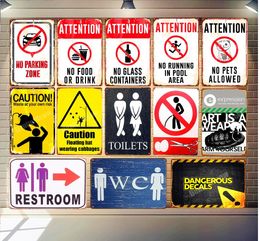 Funny Restroom Plaque Caution Vintage Metal Tin Sign Toilet Home Bar Pub Decorative Plate Toilets Wall Stickers WC Signs Warning Shop Store Art Poster 30X20cm