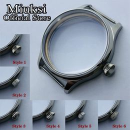 44mm stainless steel silver watch case fit ETA 6497 6498 Seagull ST3600 ST3620 ST36 series movement