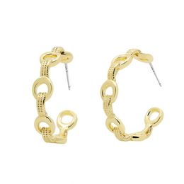 Simple Hollow Silver Needle C Shape Hoop Earring for Women Charm Gold Metal Statement Earrings Jewellery Fashion Brincos