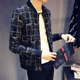 Spring Bomber Jacket Men Luxury Velvet Plaid Coats Casual Slim Jacket Streetwear Stand-up Collar Windbreaker Men Clothing 210527