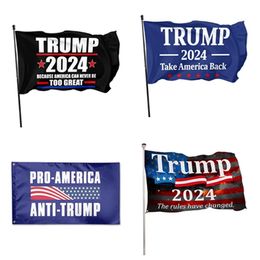 5 Style 2024 Trump Flag 90*150cm US Presidential Election Flag Polyester Material Trump 2024 Flags Banners Party Supplies T2I52072