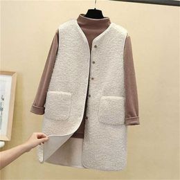 Autumn Long Vest Women Winter Thermal Waistcoat Warm Fleece Female Sleeveless Jacket Ladies s For 211123
