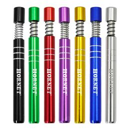 Cool Colorful Aluminium Alloy Mini Spring Smoking Dry Herb Tobacco Cigarette Holder Filter Mouthpiece Snuff Snorter Sniffer Tips High Quality Handpipe DHL Free