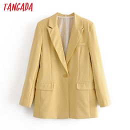 Tangada women candy Colour blazer female long sleeve autumn office lady formal suits DA79 211019